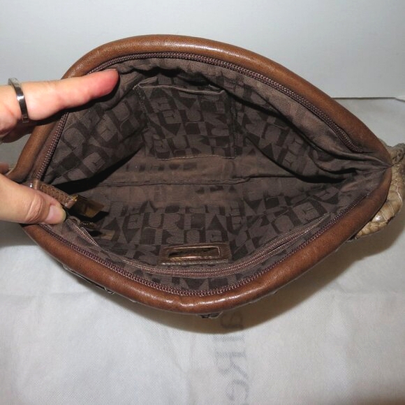 Furla Python Embossed And Smooth Leather Oversized Clutch - Picture 6 of 16